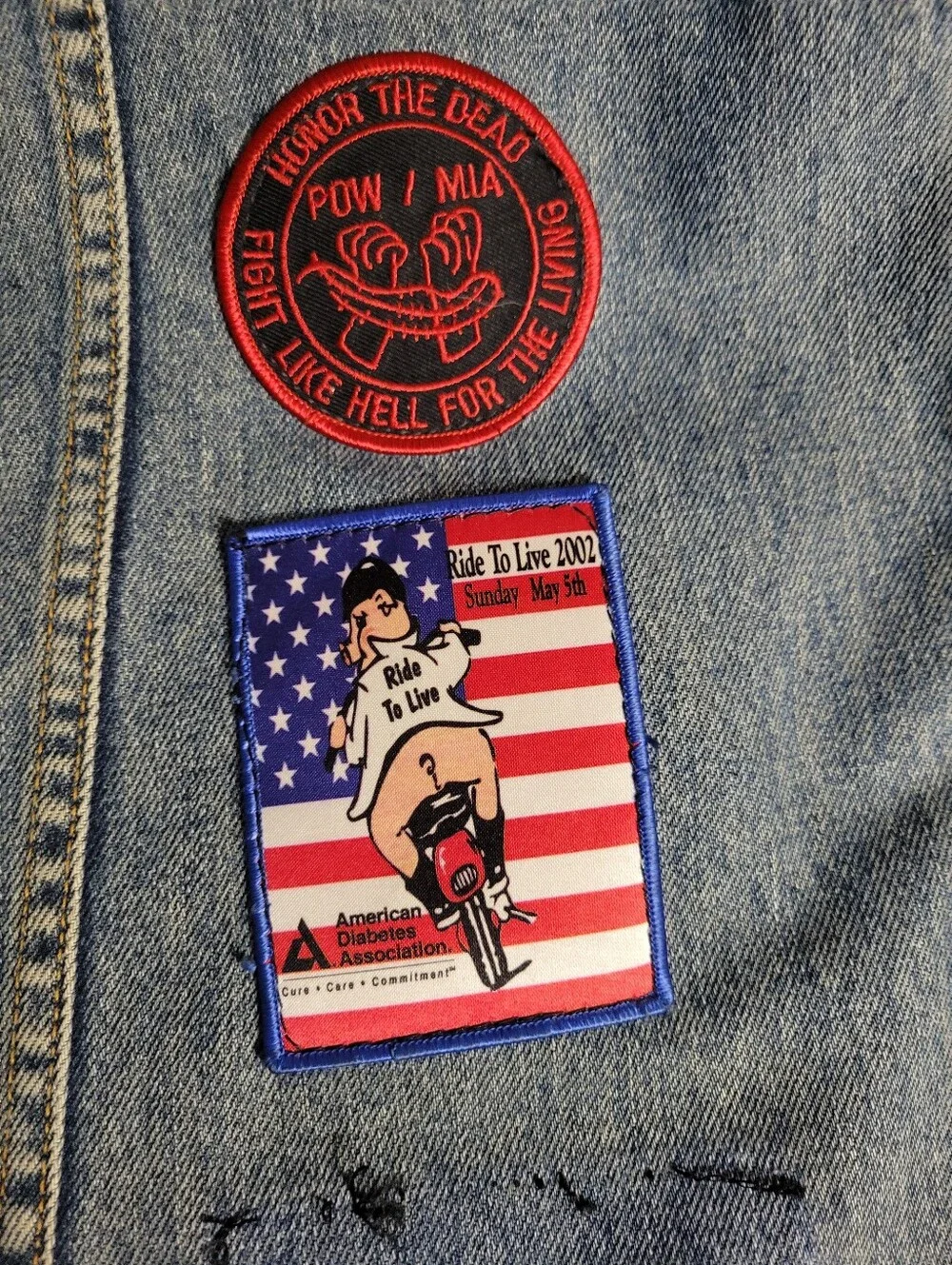 Vintage 80s Levi's 70506 Denium Biker Battle Vest CUT off Patched XL-2XL 26